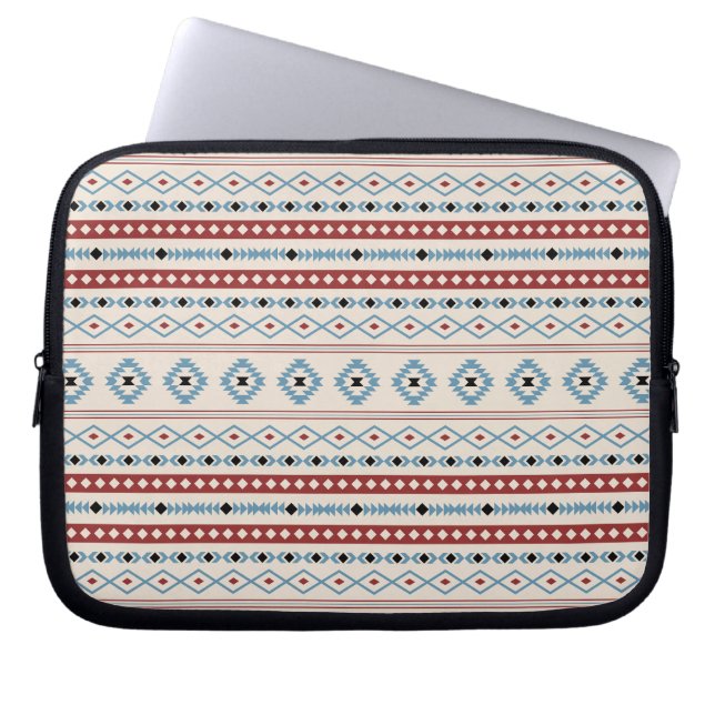 Aztec Blue Red Black Cream Mixed Motifs Pattern Laptop Sleeve (Front)