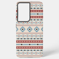 Aztec Blue Red Black Cream Mixed Motifs Pattern