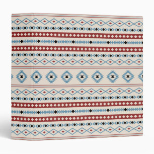 Aztec Blue Red Black Cream Mixed Motifs V Pattern Binder