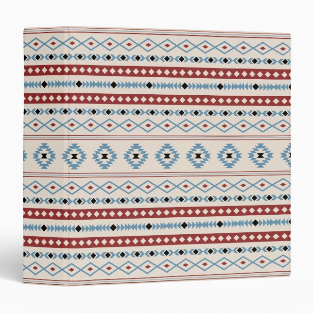 Aztec Blue Red Black Cream Mixed Motifs V Pattern Binder (Front/Spine)