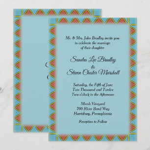 Aztec Blue Wedding Invitation 5" x 7"
