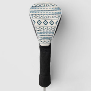 Aztec Blues on Cream Mixed Motifs Pattern Golf Head Cover