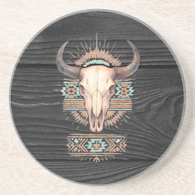 Aztec Boho Skull Coaster (Front)