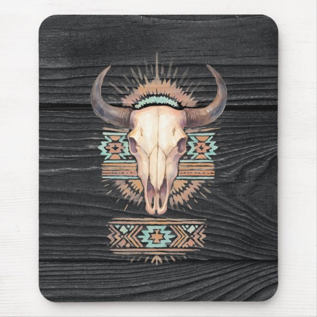 Aztec Boho Skull Mouse Pad (Front)