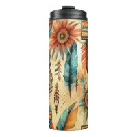 Aztec Boho Tribal Blue Feathers