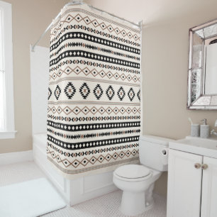 Aztec Brown Black Cream Mixed Motifs Pattern