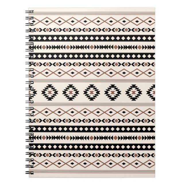 Aztec Brown Black Cream Mixed Motifs Pattern Beach Notebook (Front)