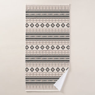 Aztec Brown Black Cream Mixed Motifs Rpt Pattern Bath Towel