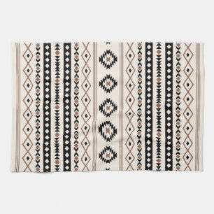 Aztec Brown Black Cream Mixed Motifs V Pattern Kitchen Towel