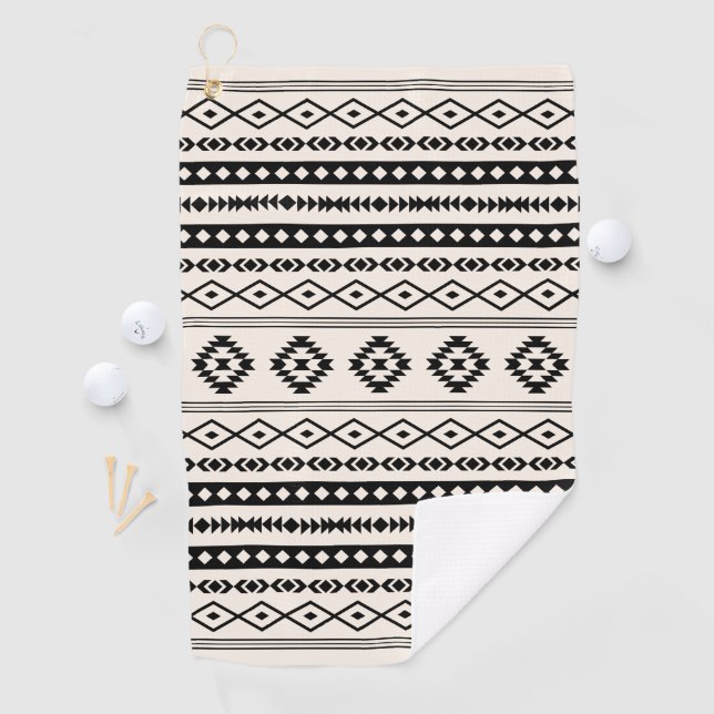 Aztec Brown on Cream Mixed Motifs Pattern Golf Towel (InSitu)