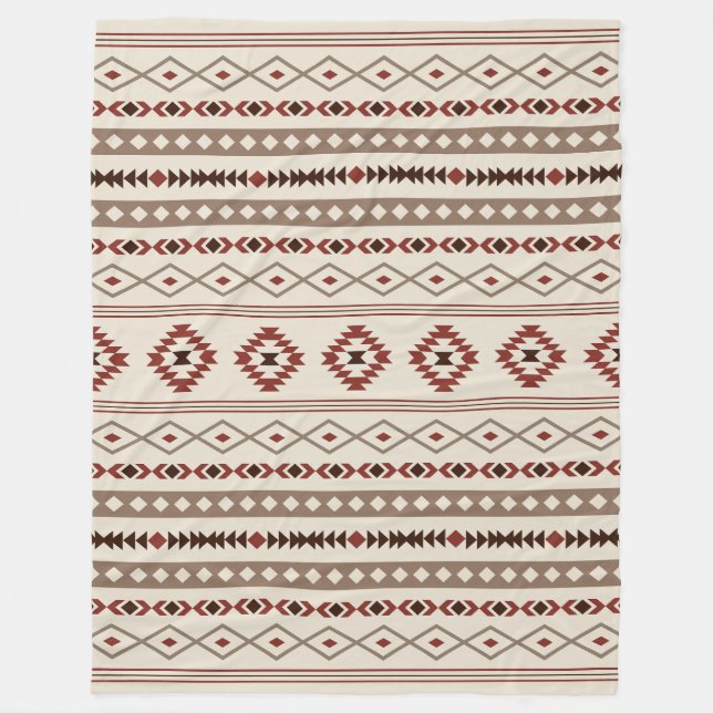 Aztec Browns Rust Cream Mixed Motifs Pattern Fleece Blanket (Front)