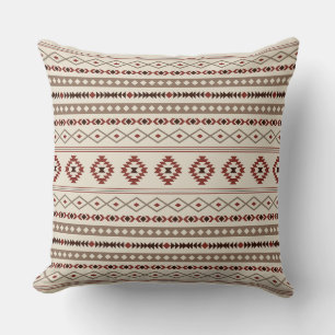 Aztec Browns Rust Cream Mixed Motifs Pattern Throw Pillow