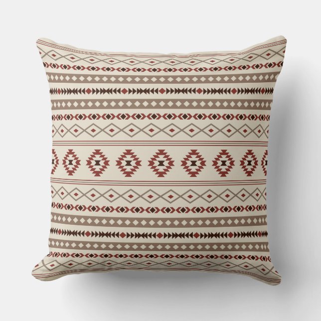 Aztec Browns Rust Cream Mixed Motifs Pattern Throw Pillow (Front)
