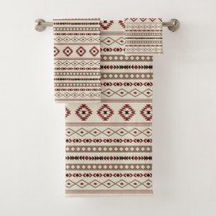 Aztec Browns Rust Cream Mixed Motifs Rpt Pattern Bath Towel Set