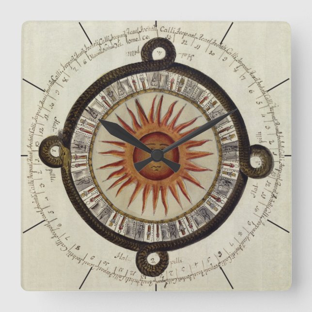 AZTEC CALENDAR | ancient Mexican chronology Square Wall Clock (Front)