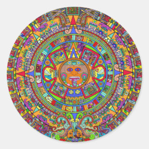Aztec Calendar Classic Round Sticker
