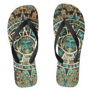 Aztec calendar flip flops