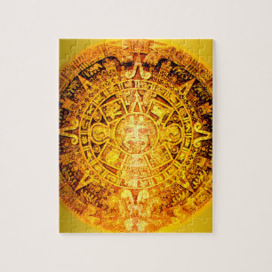 Aztec Calendar Gold Effect Jigsaw Puzzle
