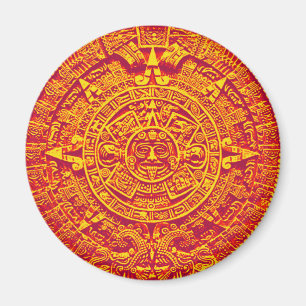 Aztec Calendar - gold Magnet