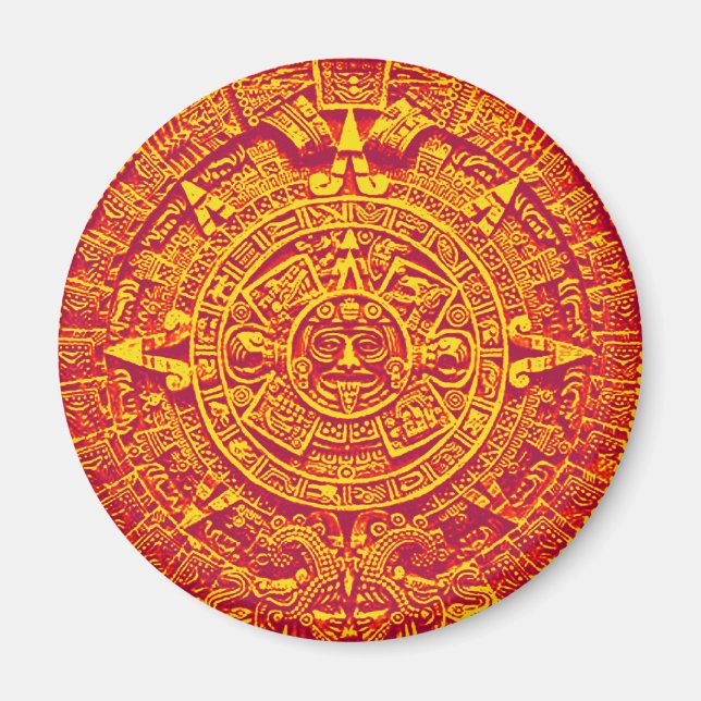 Aztec Calendar - gold Magnet (Front)