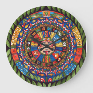 Aztec Calendar Large Wall Clock