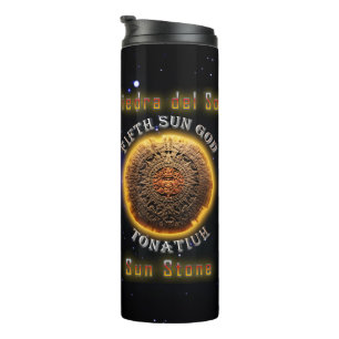 aztec calendar stone thermal tumbler