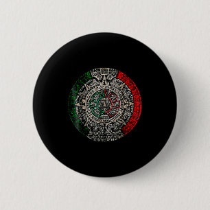 Aztec Calendar Sun Stone Mexican Art Carving Maya 2 Inch Round Button