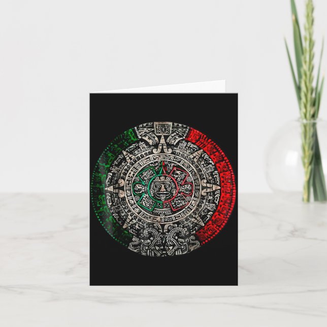 Aztec Calendar Sun Stone Mexican Art Carving Maya  Card (Front)