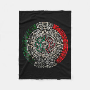 Aztec Calendar Sun Stone Mexican Art Carving Maya  Fleece Blanket
