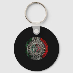 Aztec Calendar Sun Stone Mexican Art Carving Maya  Keychain