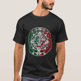Aztec Calendar With Mexican Flag Colours For Chris T-Shirt