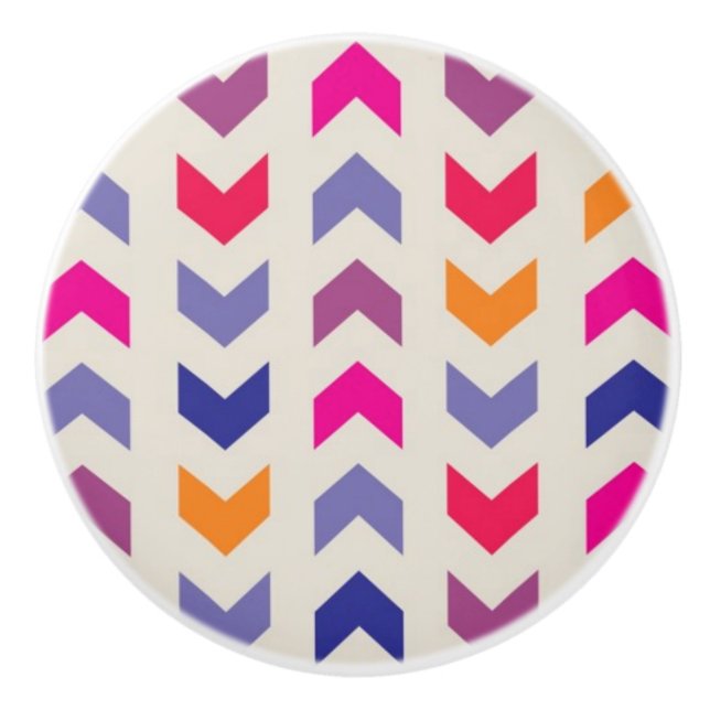 Aztec Chevron colourful pattern Ceramic Knob (Front)