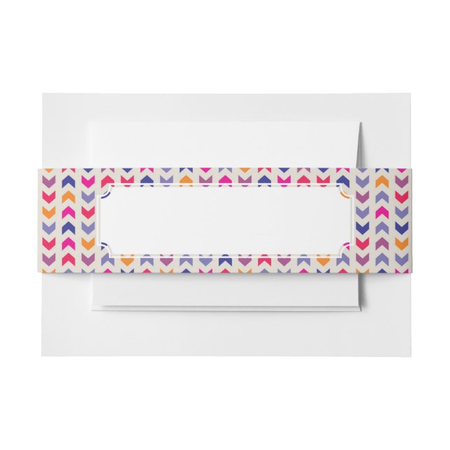 Aztec Chevron colourful pattern Invitation Belly Band (Front Example)
