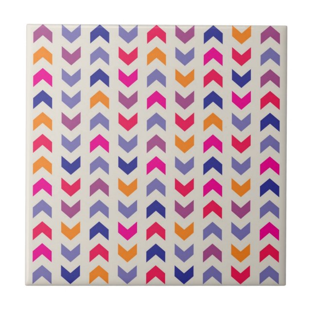 Aztec Chevron colourful pattern Tile (Front)