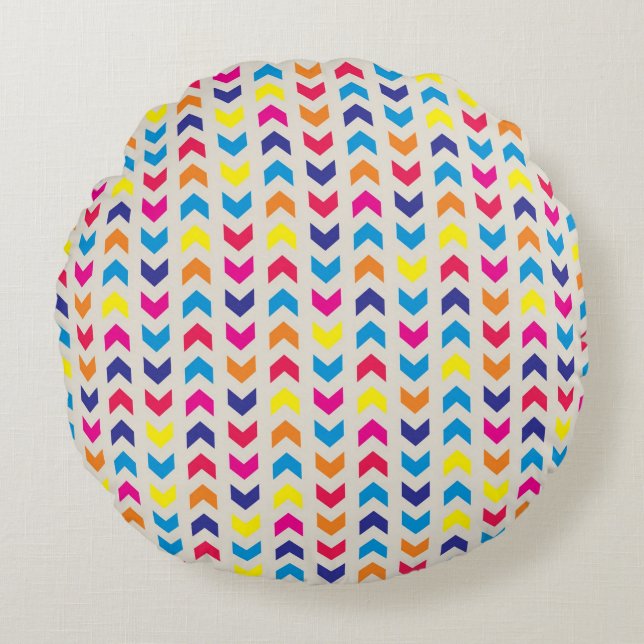 Aztec Chevron colourful Round Pillow (Front)