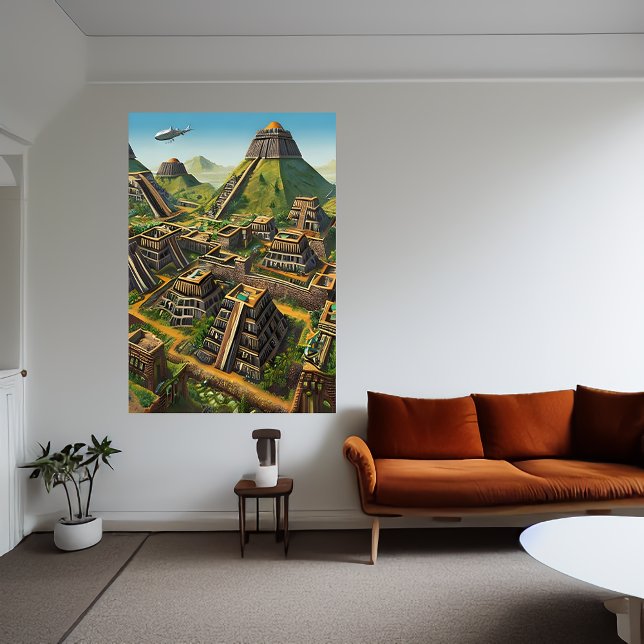 Aztec city in the mountain | AI Art  Poster (Creator Uploaded)