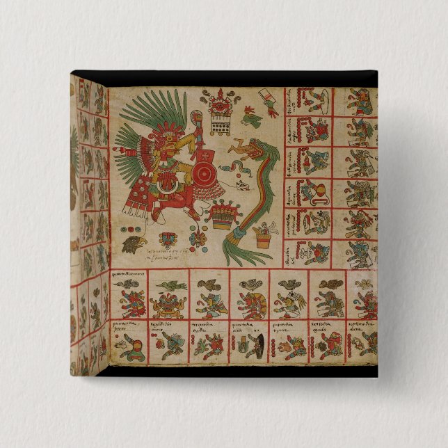 Aztec Codex Borbonicus 2 Inch Square Button (Front)