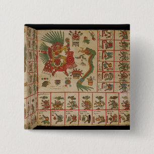 Aztec Codex Borbonicus 2 Inch Square Button