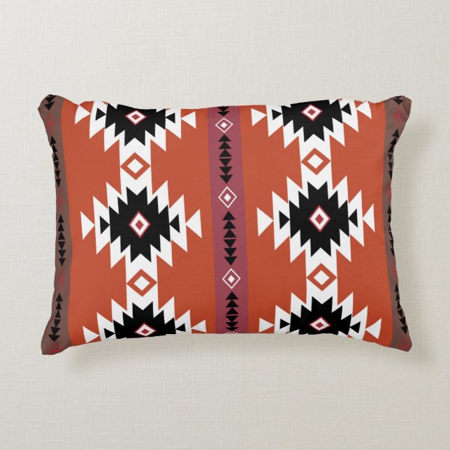 Aztec Colourful Geometric Pattern  Accent Pillow (Front)