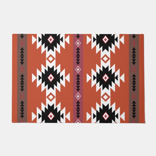 Aztec Colourful Geometric Pattern  Doormat (Front)