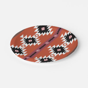 Aztec Colourful Geometric Pattern  Paper Plate