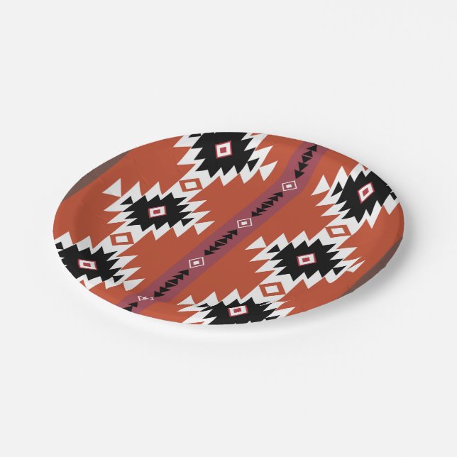Aztec Colourful Geometric Pattern  Paper Plate (Angled)
