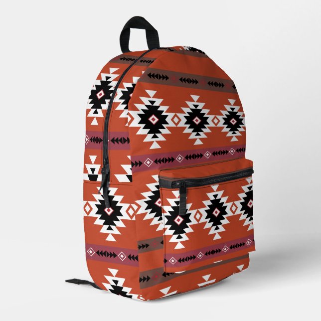 Aztec Colourful Geometric Pattern  Printed Backpack (Back Corner Left)