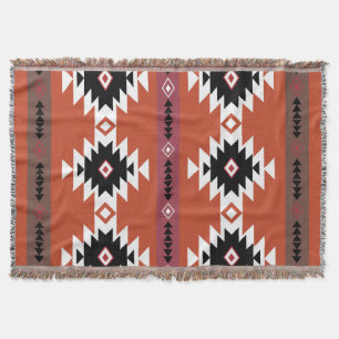 Aztec Colourful Geometric Pattern  Throw Blanket