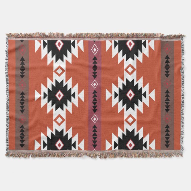 Aztec Colourful Geometric Pattern  Throw Blanket (Front)