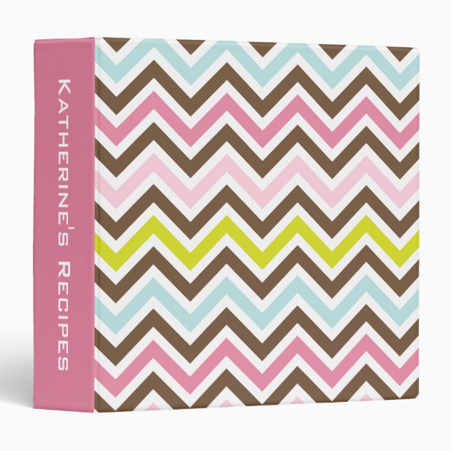 Aztec Colours - Chic Chevron Zigzag Pattern Binder (Front/Spine)
