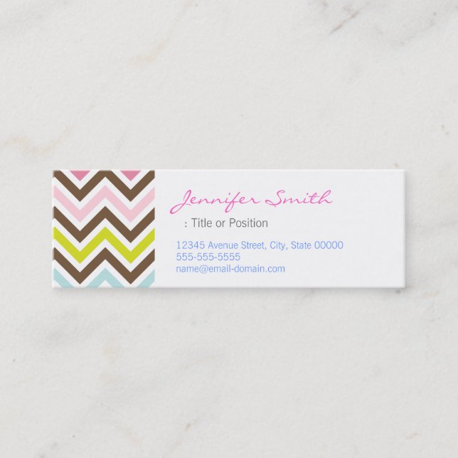 Aztec Colours - Chic Chevron Zigzag Pattern Mini Business Card (Front)