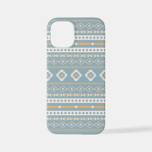 Aztec Cream Orange Blue Mixed Motif Pattern iPhone 12 Mini Case