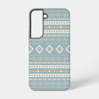 Aztec Cream Orange Blue Mixed Motif Pattern