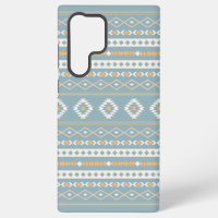 Aztec Cream Orange Blue Mixed Motif Pattern